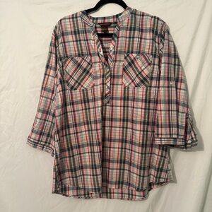 Bit & Bridle Multicolor Plaid pop over Shirt 100% cotton